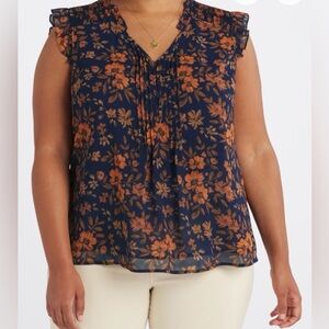 Daniel Rainn Liona Flutter Blouse, Size 1X (16-18)
